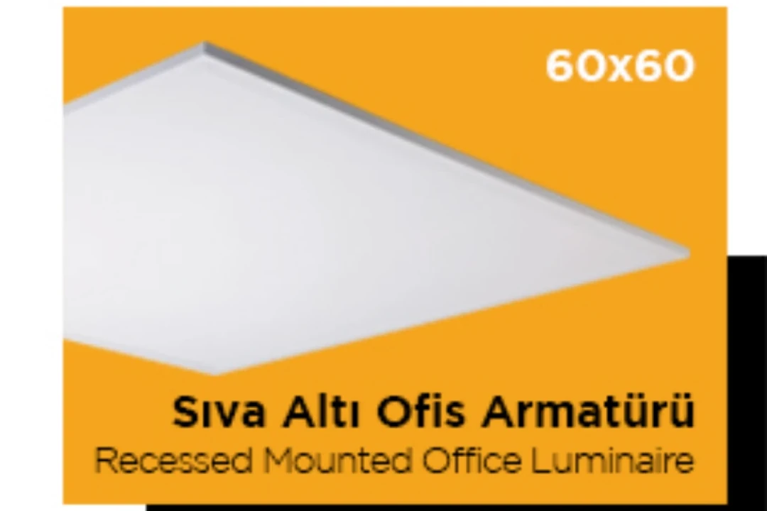 60x60 kare LED panel ile enerji verimli, modern tavan aydınlatması. Ofis ve iç mekânlar için estetik ışık çözümü. 