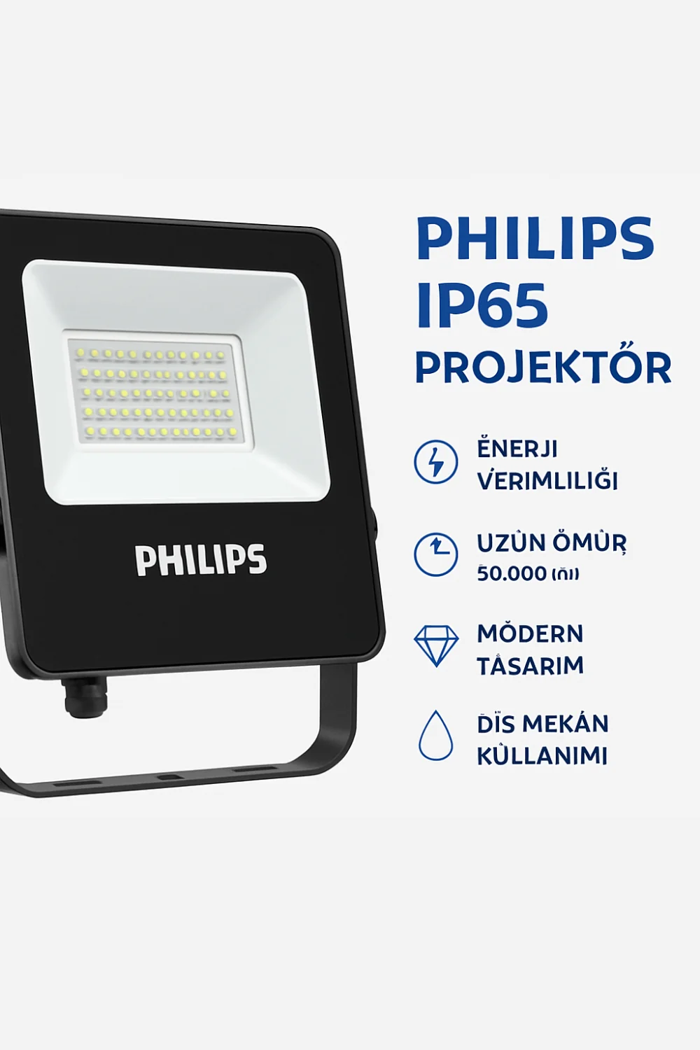 Philips IP65 projektör ile dış mekanlar için suya ve toza dayanıklı, uzun ömürlü LED aydınlatma çözümü. 