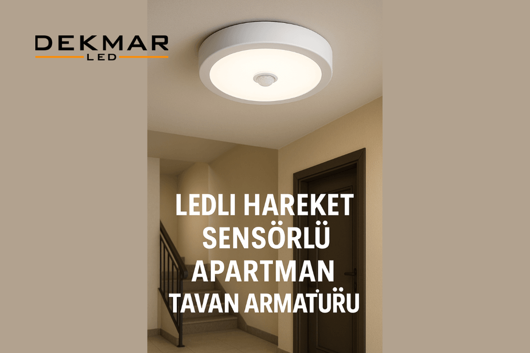 Apartman merdivenlerinde kullanılan sensörlü LED armatür, enerji tasarrufu ve otomatik aydınlatma sağlar. 
