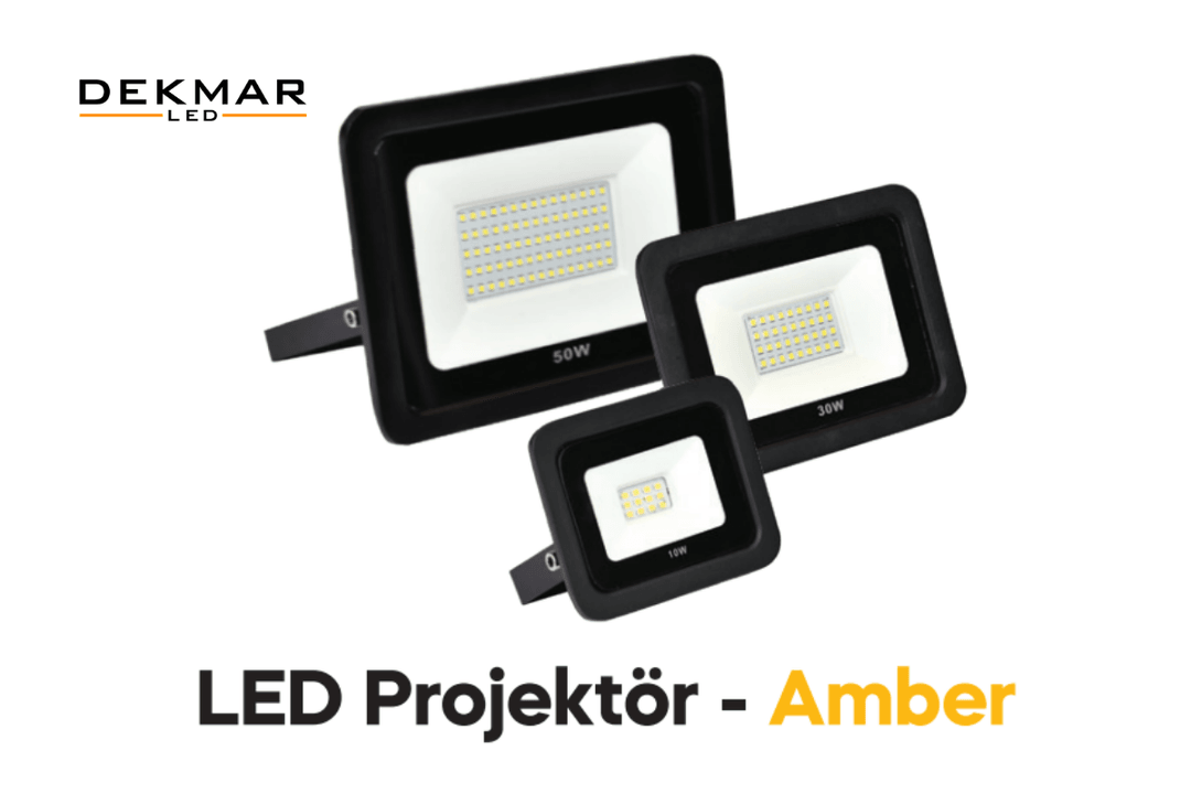 Amber renkli LED projektör, sisli ve tozlu hava koşullarında yüksek görüş sağlayan dış mekan aydınlatma çözümüdür.