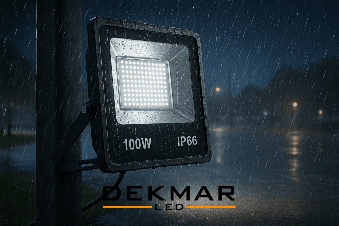Yağmur altında çalışan IP66 100W LED projektör, dış mekanlarda suya dayanıklı güçlü aydınlatma sağlar ve gece görüşünü artırır. 