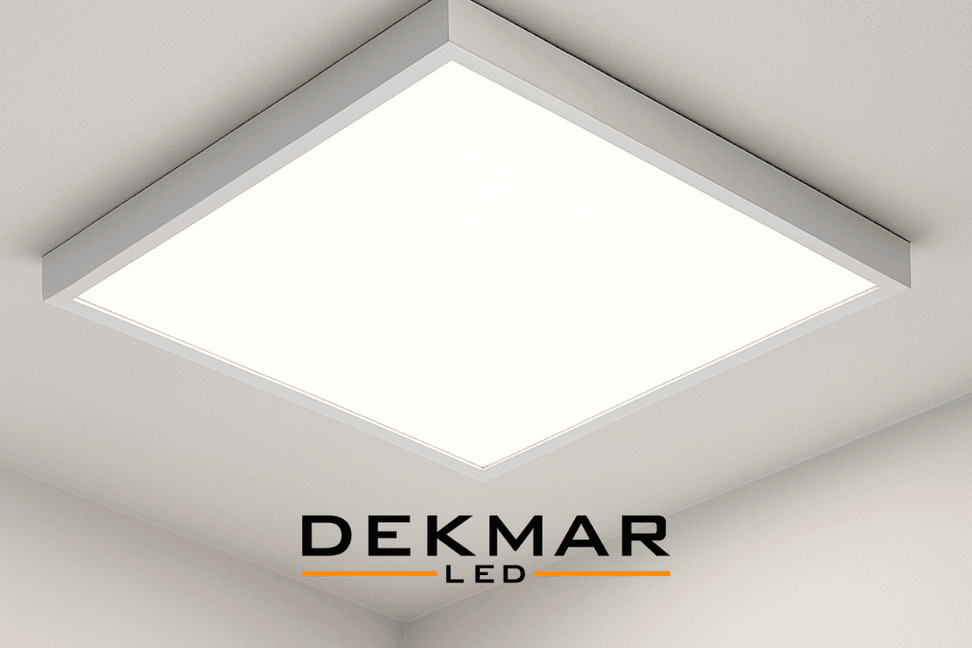 Sıva üstü LED 60x60 panelin modern iç mekânda tavan uygulaması, estetik ve enerji tasarrufu sunan aydınlatma çözümü. 