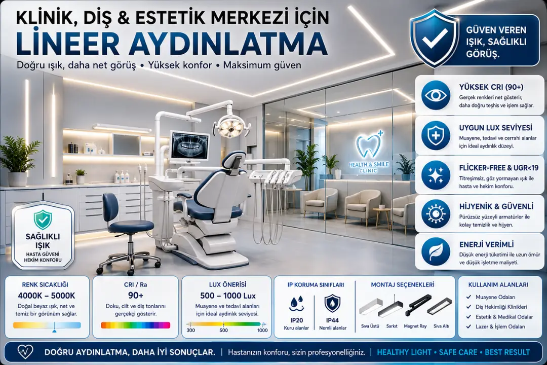 Klinik ve diş merkezi için lineer LED aydınlatma&nbsp;