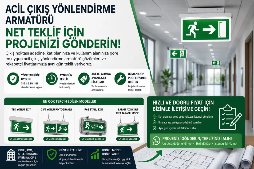 Projeye göre acil çıkış yönlendirme armatürü teklifi