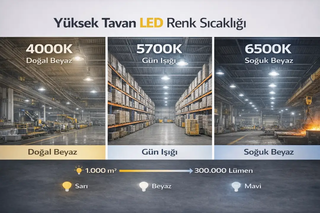 Yüksek tavan LED renk sıcaklığı 4000K 5700K 6500K&nbsp;