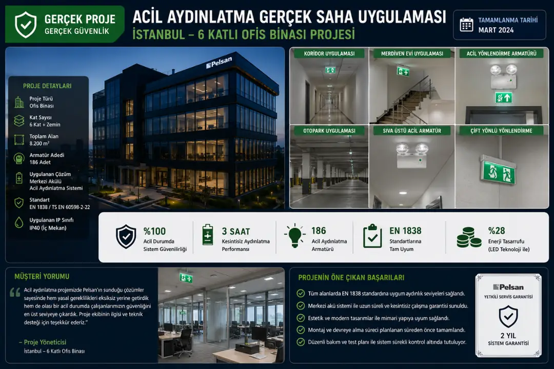 Kapalı otopark acil aydınlatma saha uygulaması&nbsp;