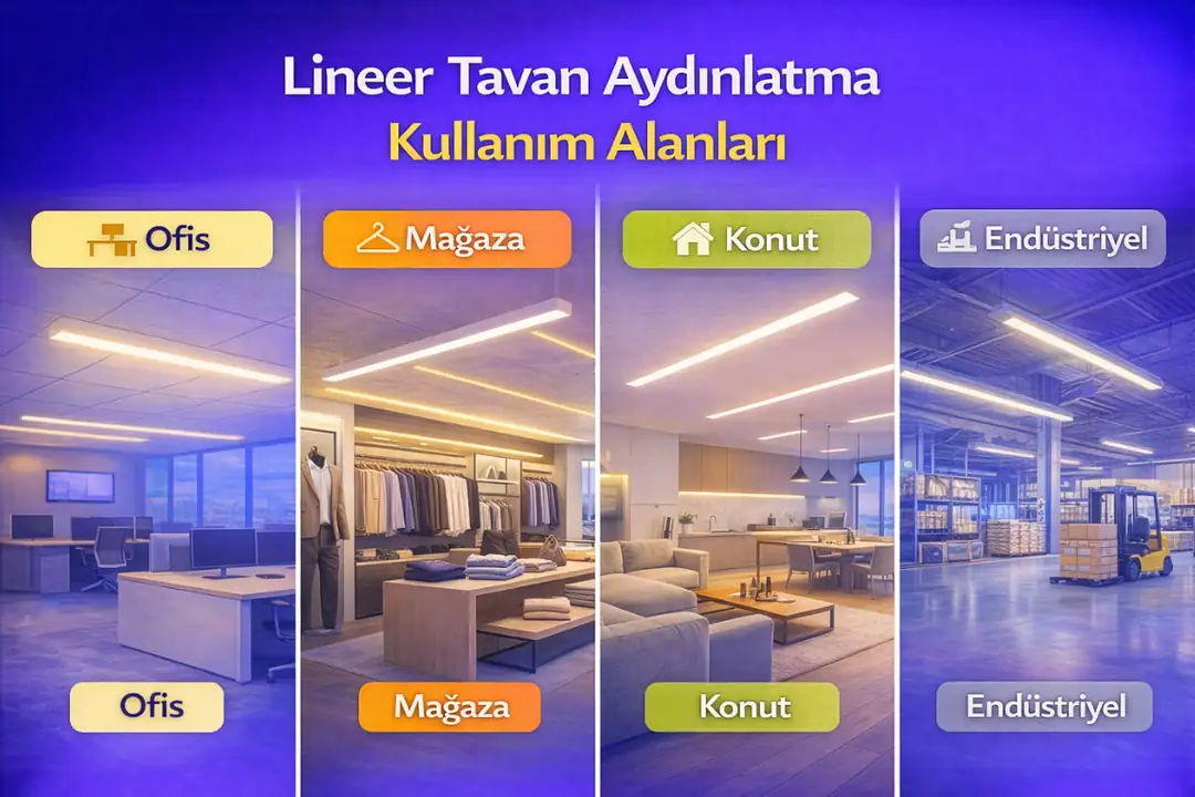 Ofis, mağaza ve endüstriyel alanlarda lineer tavan aydınlatma&nbsp;