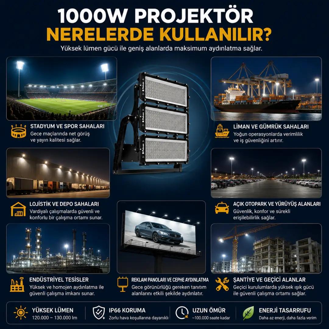 1000W LED projektör kullanım alanları&nbsp;