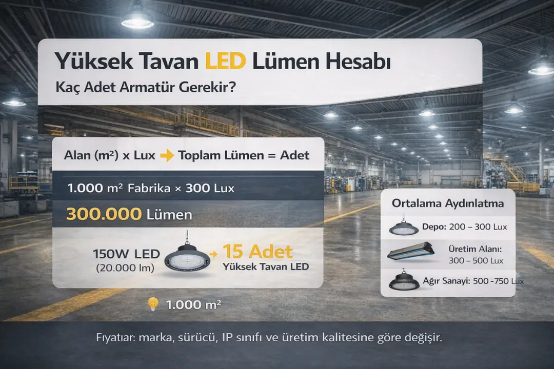 Yüksek tavan LED lümen hesabı nasıl yapılır&nbsp;
