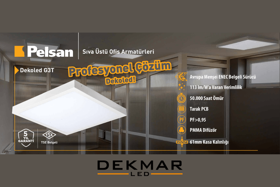 Pelsan sıva üstü 60x60 LED panel 4000K, ofis ve iç mekânlar için doğal beyaz ışıkta estetik ve verimli aydınlatma sağlar. 