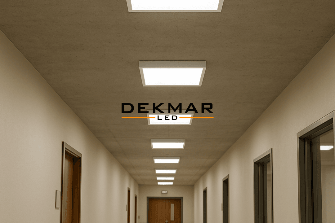 Üniversite koridorunda kullanılan 60x60 gün ışığı LED panel, 4000K rengiyle ferah ve göz yormayan aydınlatma sağlar. 