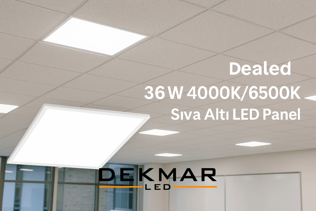 Düşük tavanlar için ideal olan sıva üstü montajlı slim LED panel 60x60 modeli görsel sunumu. 