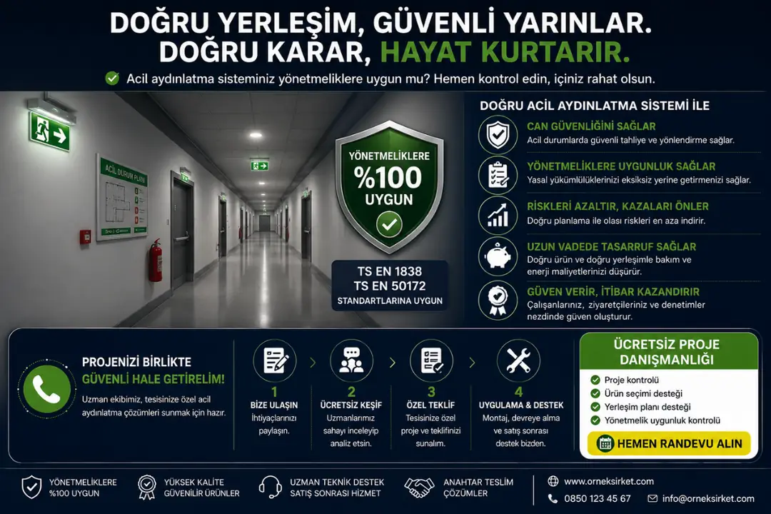 Acil aydınlatma yerleşim planı ve projelendirme çalışması&nbsp;