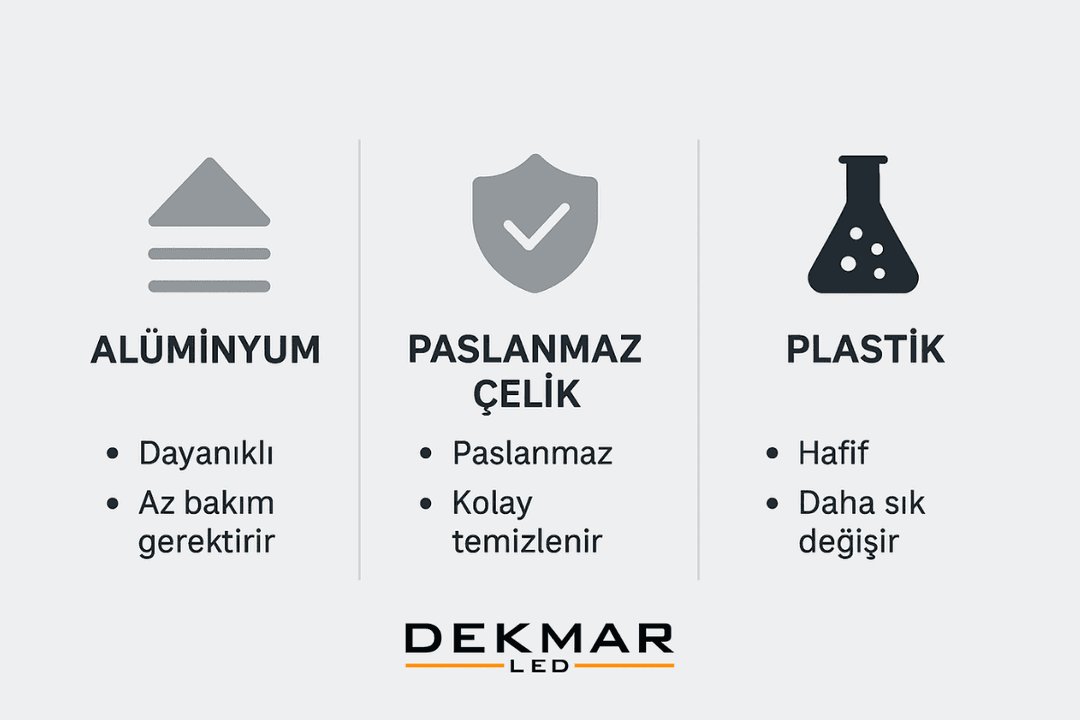 Alüminyum, paslanmaz çelik ve ABS gövdelerin dayanım ve bakım farkları – özet tablo 