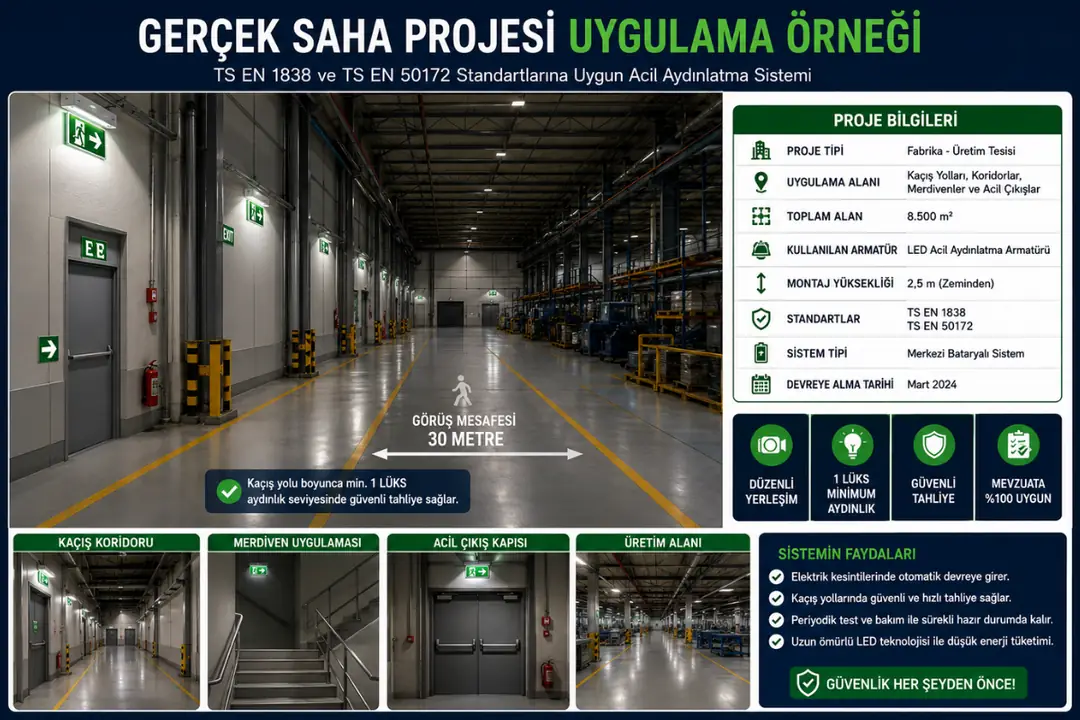 Gerçek projede acil aydınlatma armatürü yerleşimi&nbsp;