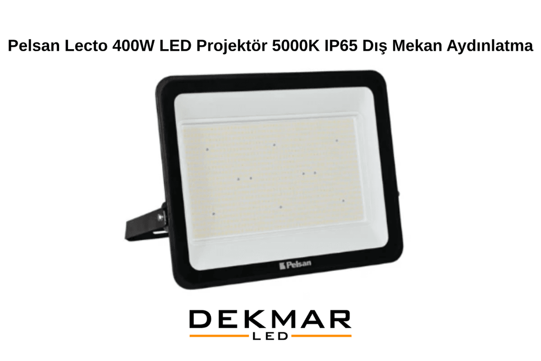 Pelsan Lecto 400 Watt LED projektör, 5000K gün ışığı rengiyle IP65 korumalı dış mekan aydınlatma çözümüdür. 