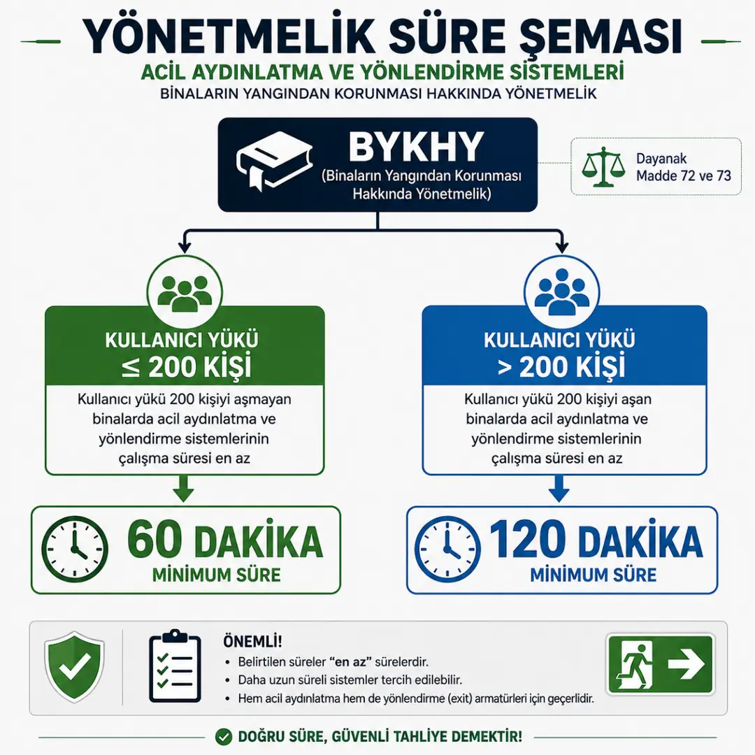 Acil aydınlatma yönetmeliği süre şartları&nbsp;