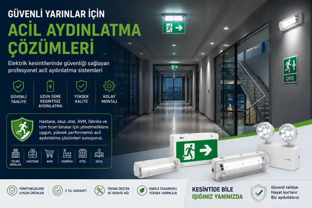 Ticari binalar için profesyonel acil aydınlatma çözümleri ve güvenlik sistemler