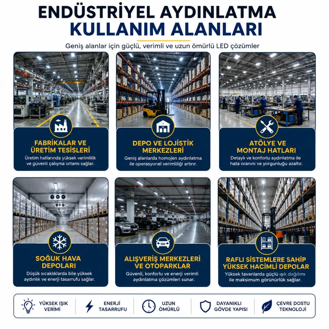 Endüstriyel aydınlatma armatürlerinin kullanım alanları&nbsp;