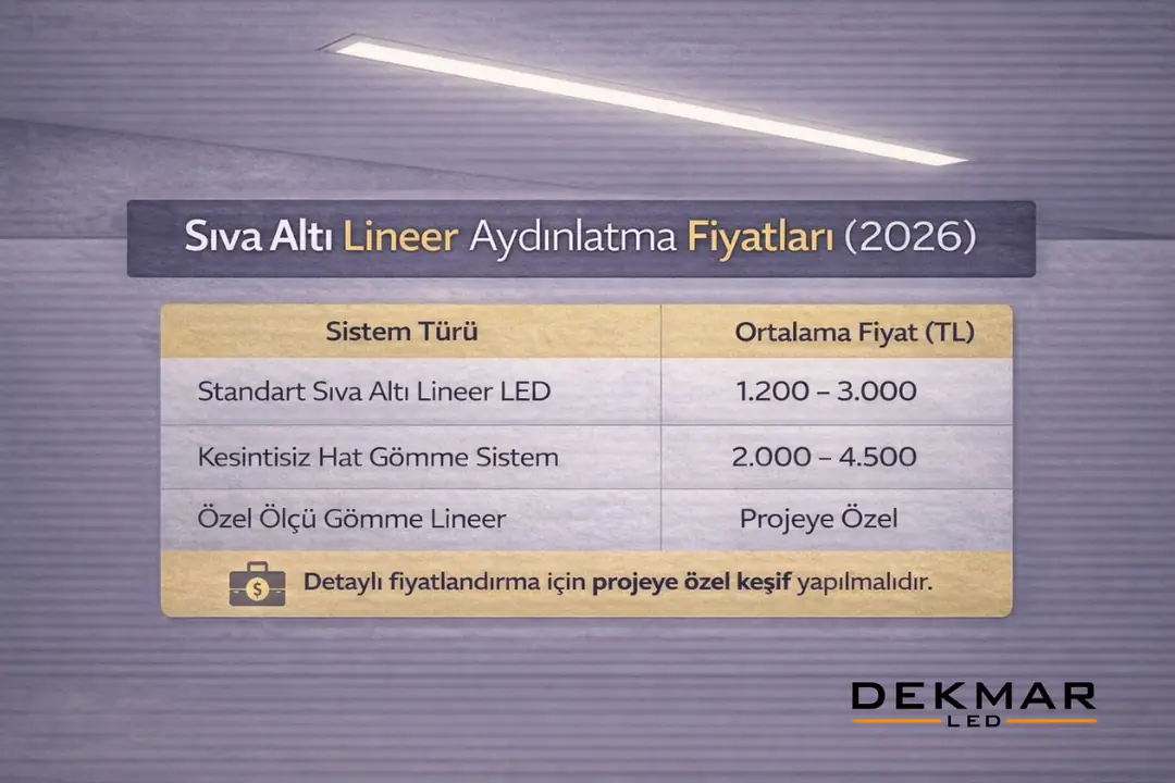 2026 sıva altı lineer aydınlatma fiyatları ve sistem karşılaştırması&nbsp;