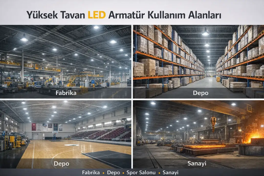 Yüksek tavan LED armatür kullanım alanları fabrika depo spor salonu&nbsp;