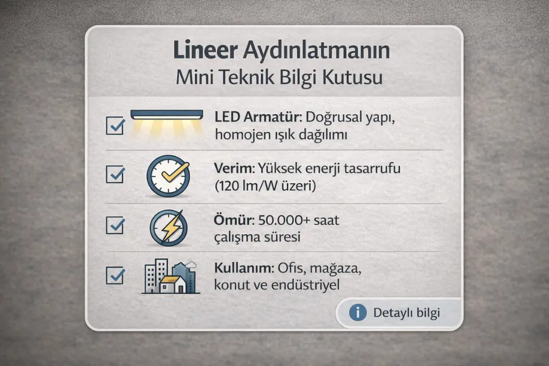Lineer aydınlatma teknik özellikleri ve kullanım bilgileri&nbsp;