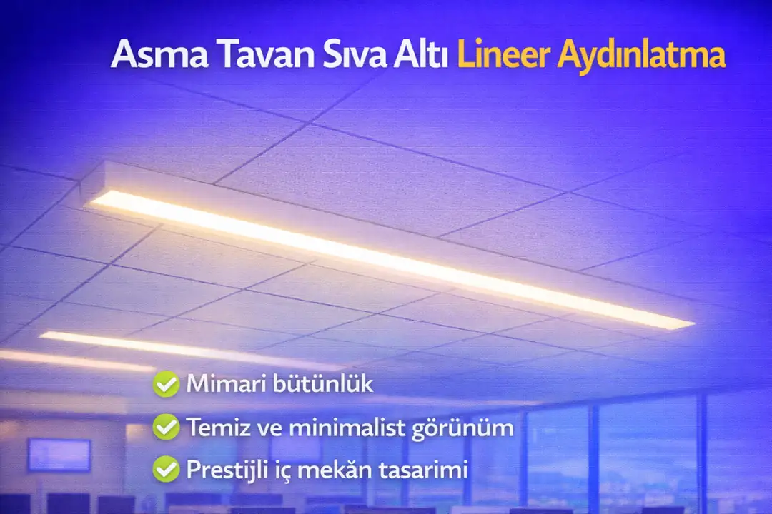 Asma tavan sıva altı lineer aydınlatma gömme LED uygulaması&nbsp;