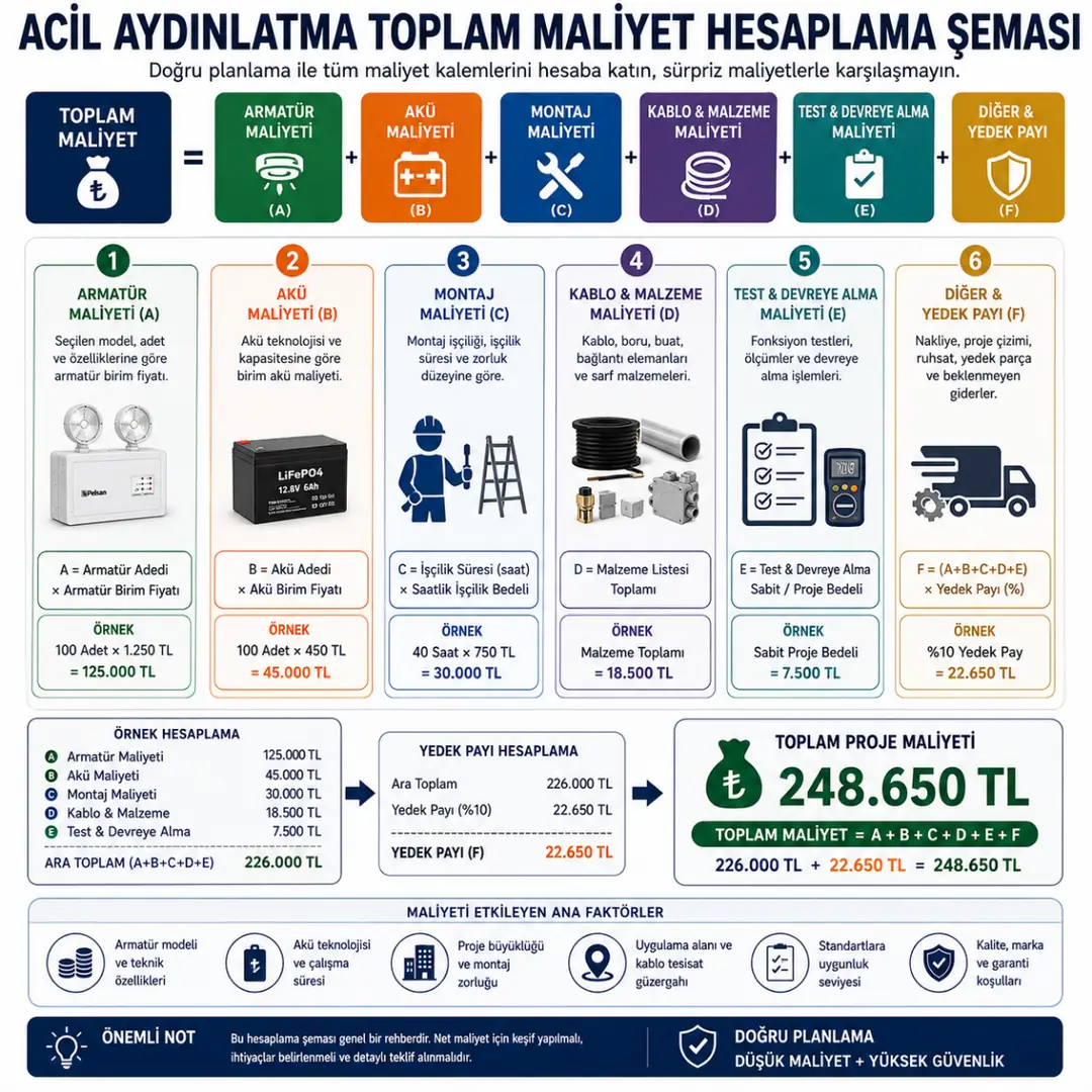 Acil aydınlatma maliyet hesaplama yöntemi&nbsp;