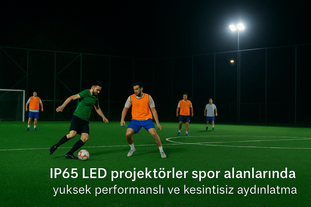 IP65 LED projektörler spor alanlarında yüksek performanslı ve kesintisiz aydınlatma sunar. 