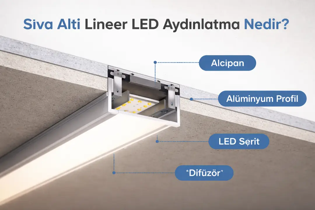 sıva altı lineer led aydınlatma nedir kesitli teknik anlatım