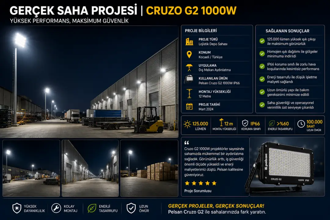 Pelsan 1000W projektör kullanılan lojistik saha aydınlatması&nbsp;