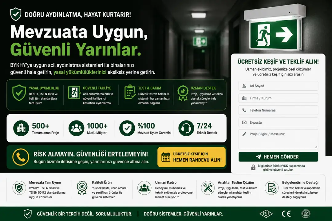 Acil aydınlatma projelendirme ve yönetmelik uygunluk kontrolü hizmeti&nbsp;