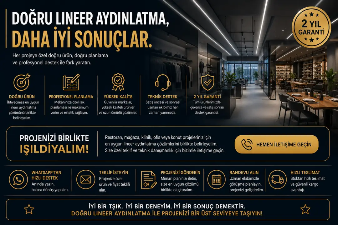 Ticari mekanlar için profesyonel lineer aydınlatma projesi&nbsp;