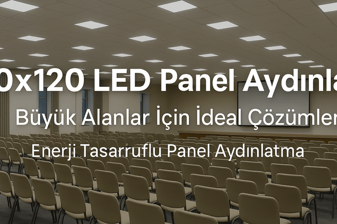 Geniş konferans salonunda kullanılan 60x120 LED panel aydınlatmalar, homojen ışık dağılımı ve enerji tasarrufu sunar. 