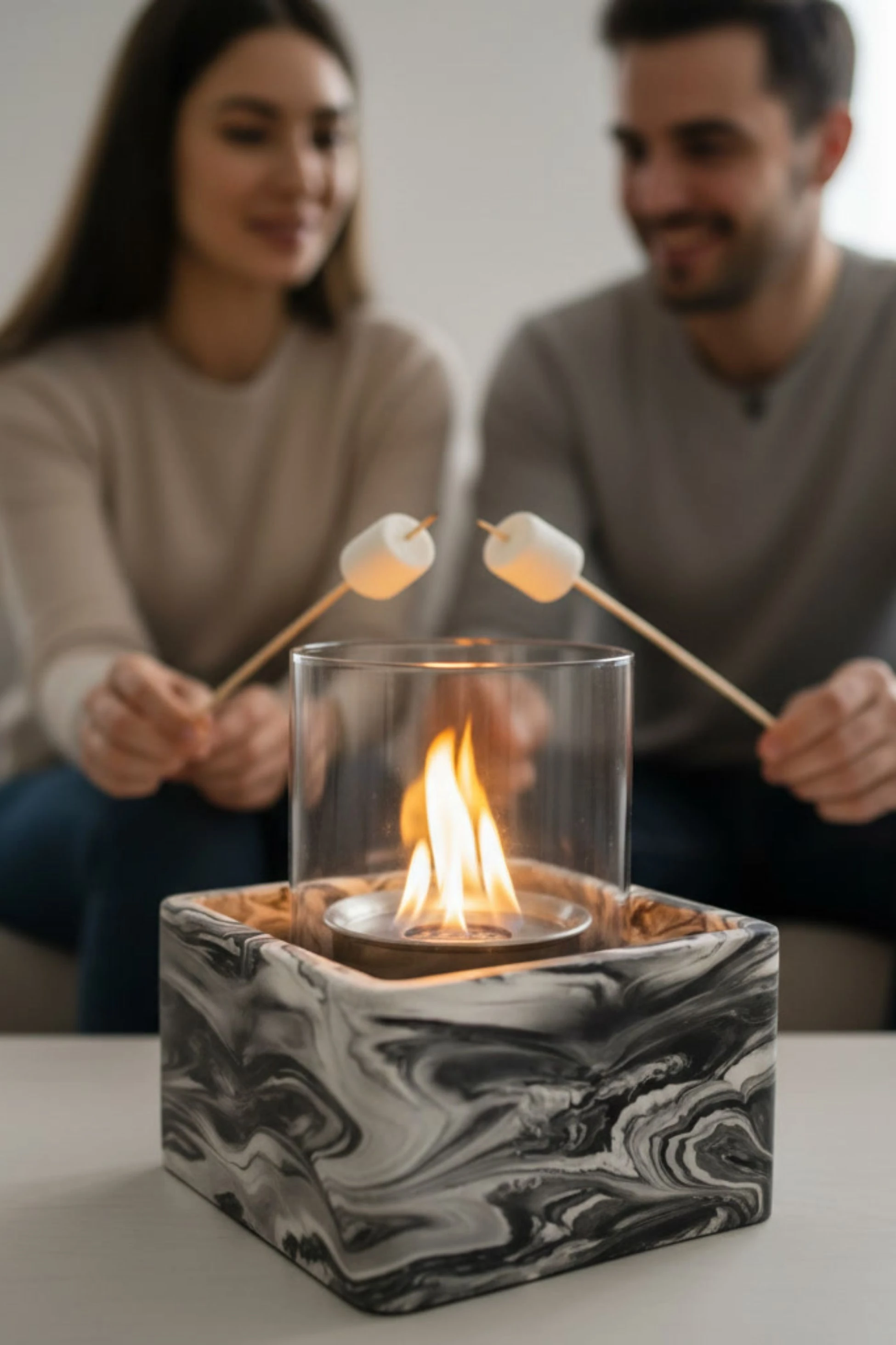 Ston FIERO Masaüstü şömine - KARE - 12,5*20 cm - Mermer Set