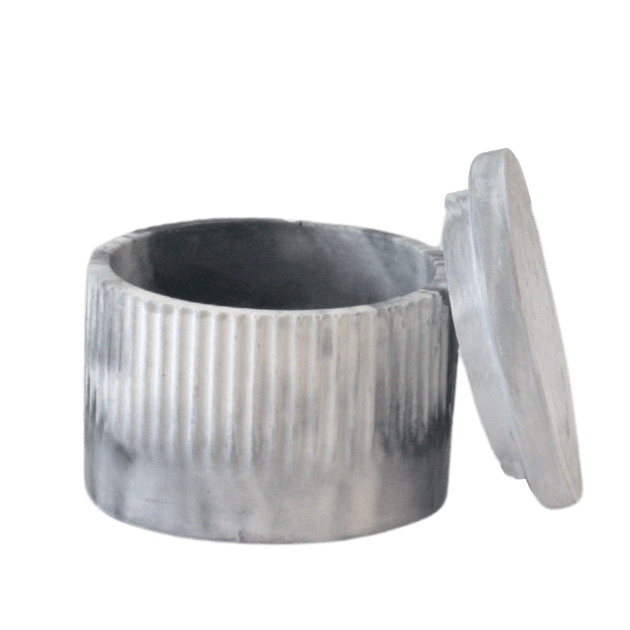 Mermer Kapaklı Mumluk / 8x5.6 cm - Siyah & Beyaz