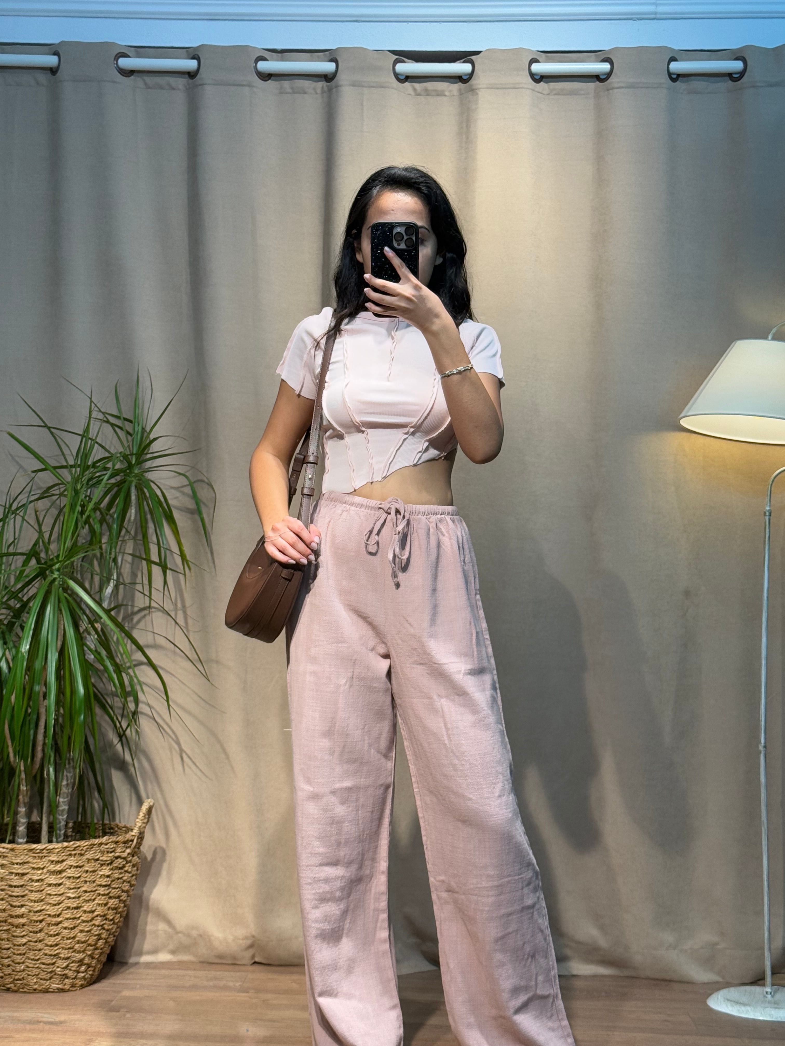 Asimetrik Crop Pembe