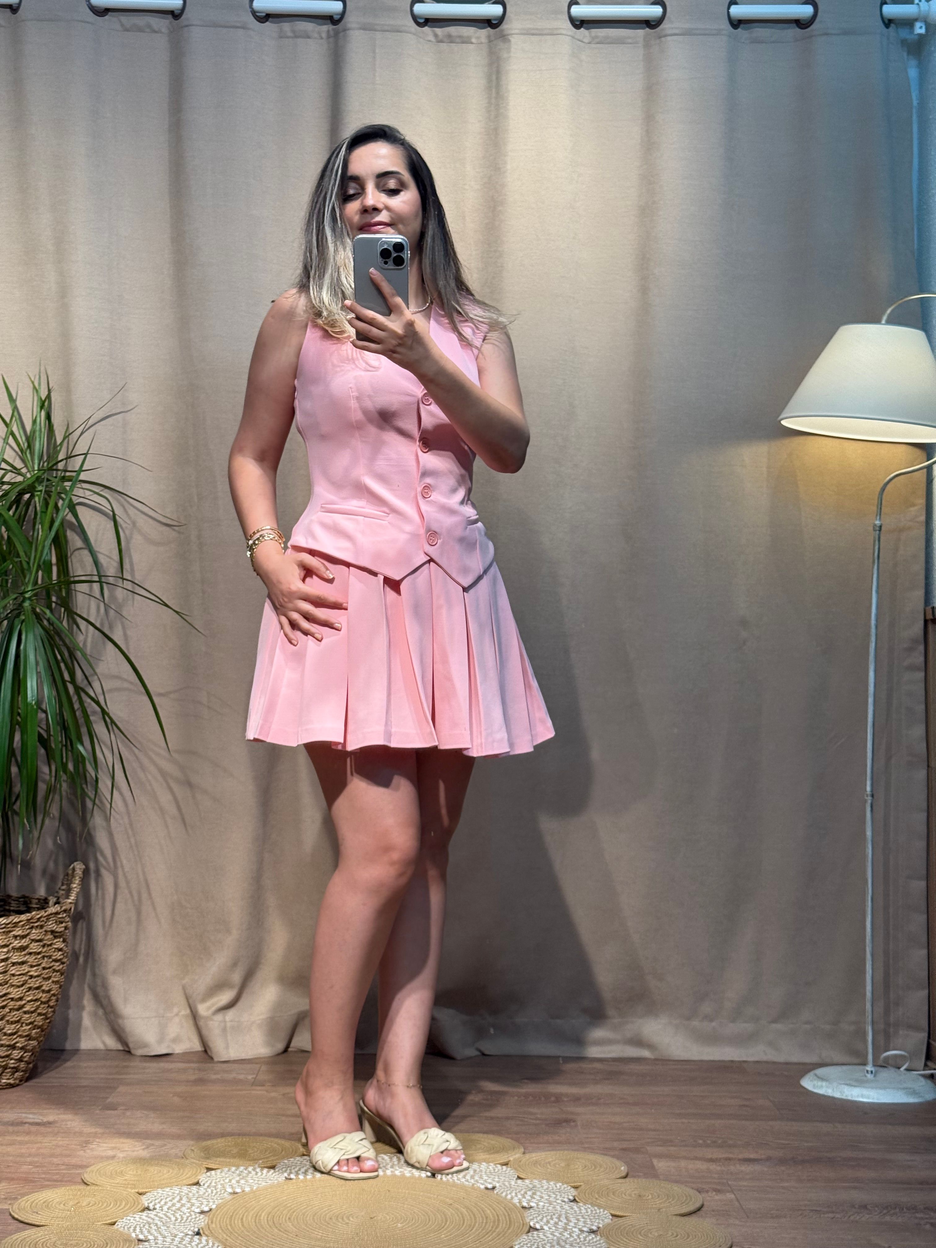 Yelekli Elbise Pembe