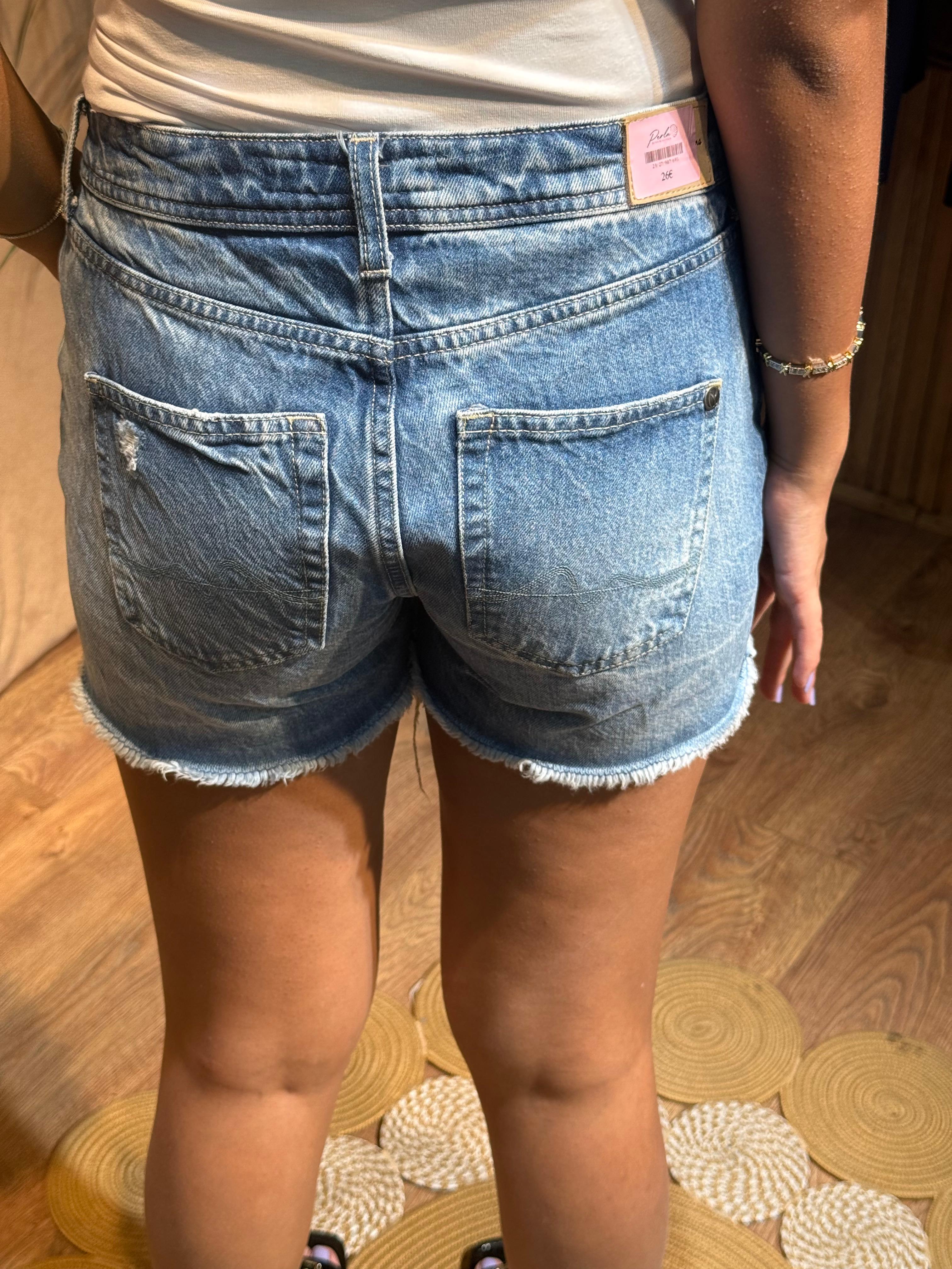 Denim Yırtık Şort