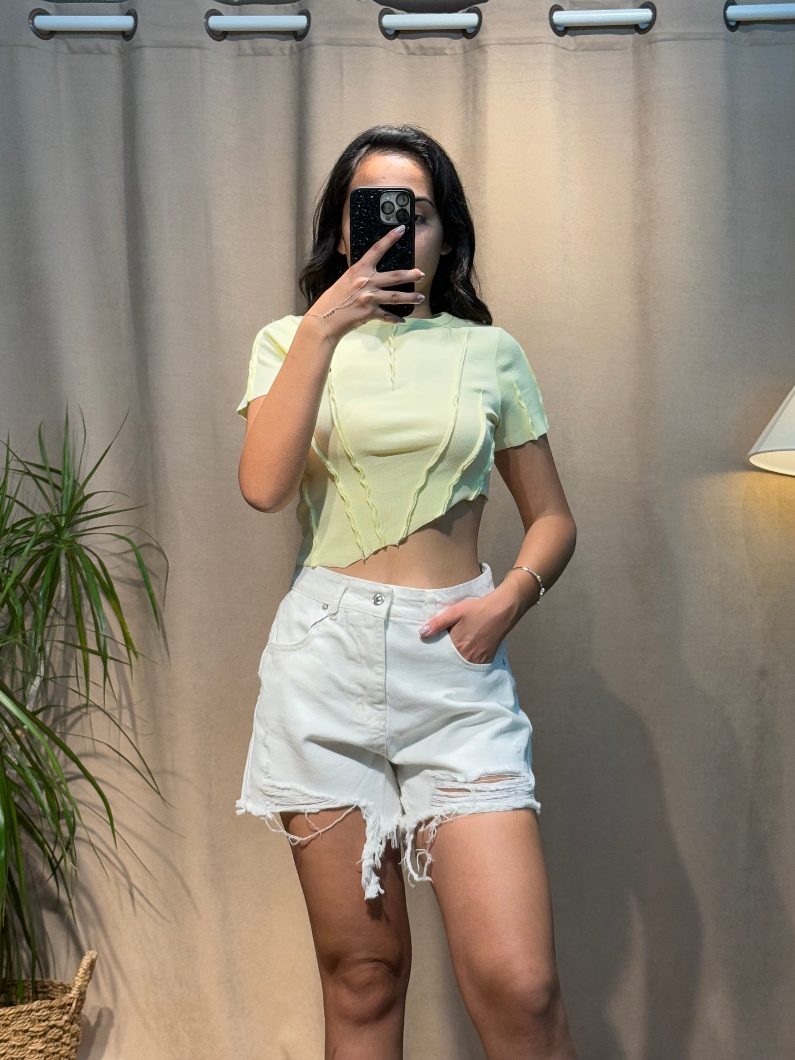 Orjinal Marka Denim Şort Beyaz