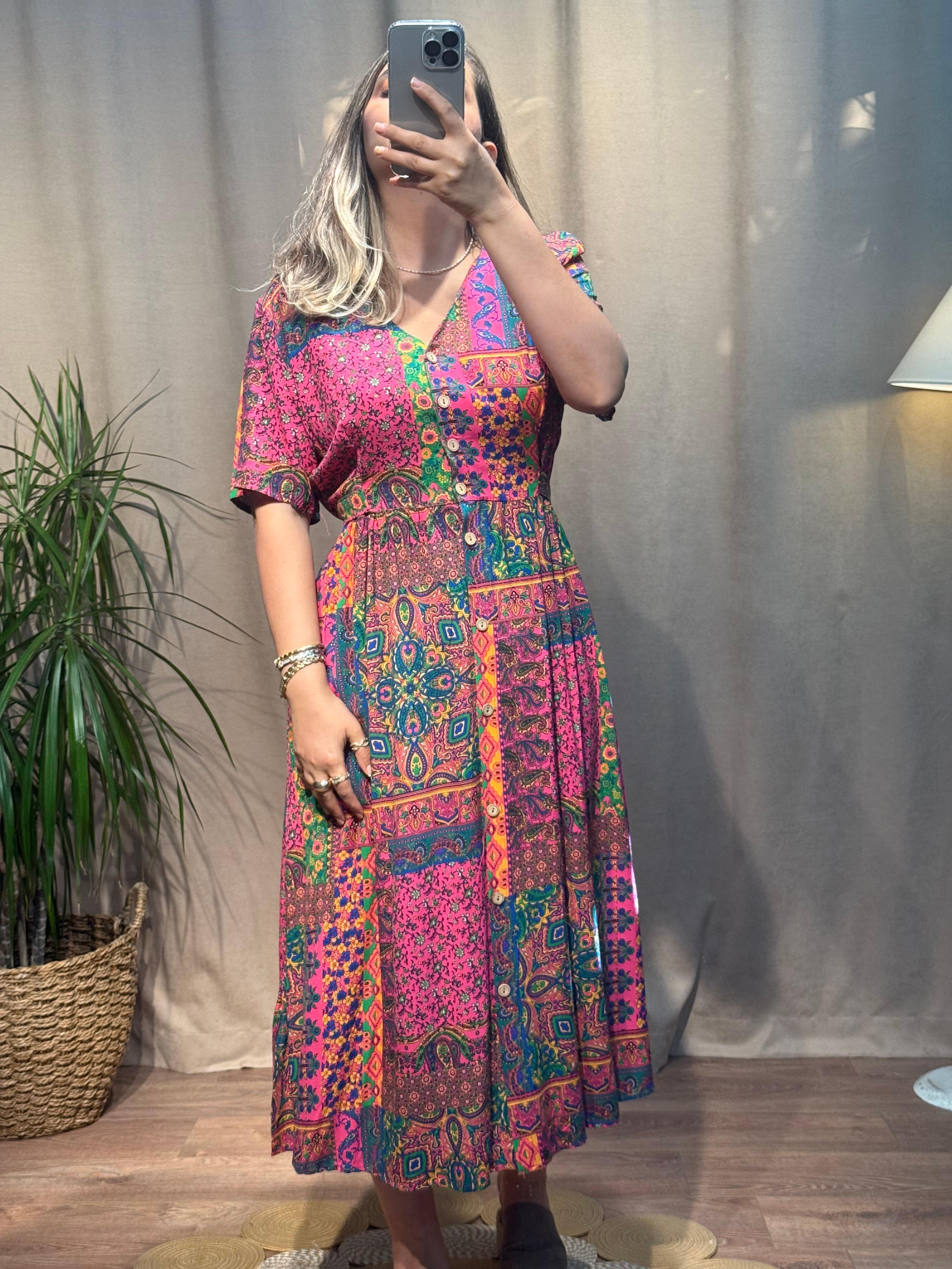 Belden Bağlama Detaylı Elbise Pembe