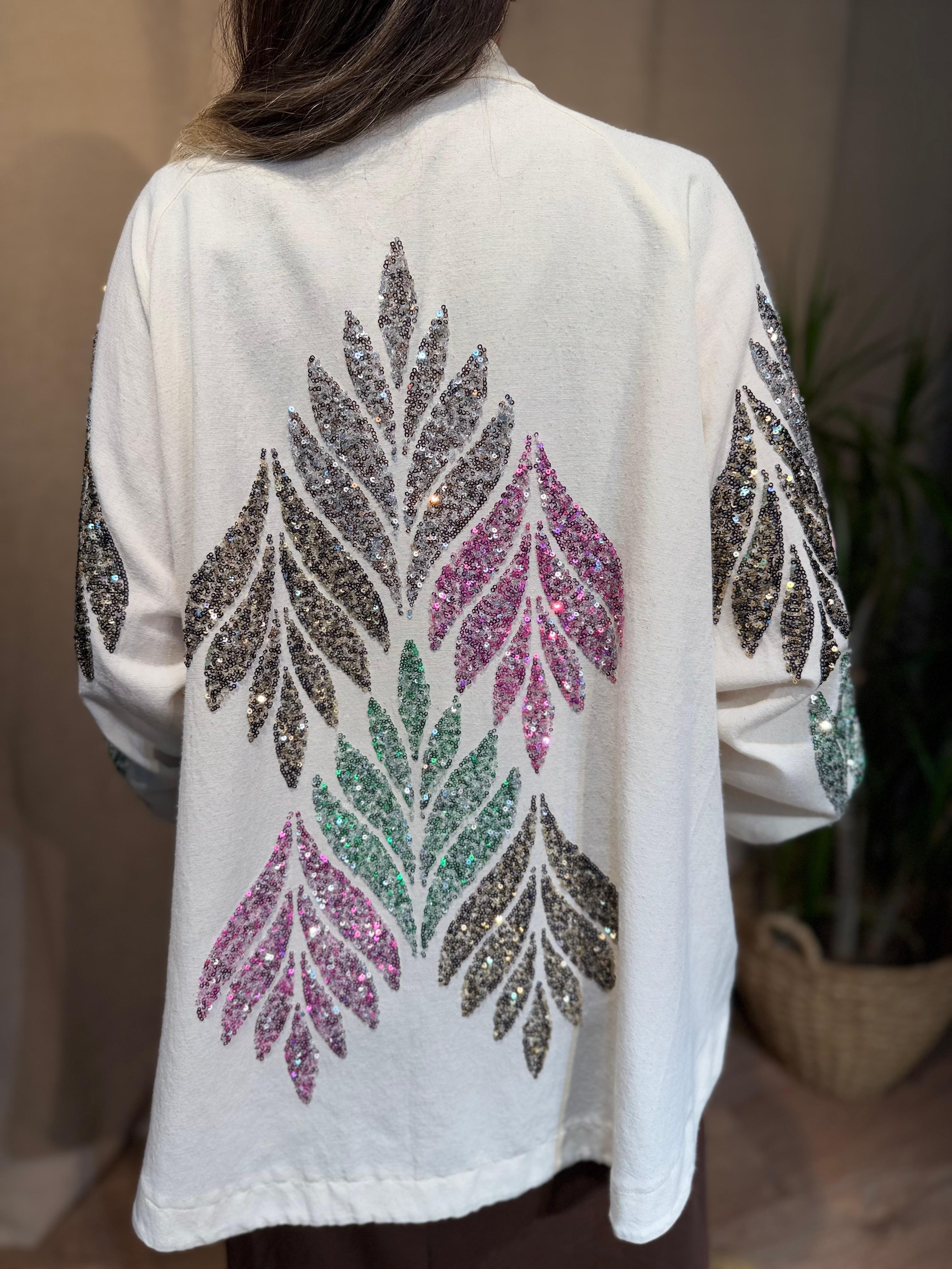 İşlemeli Kimono Pembe
