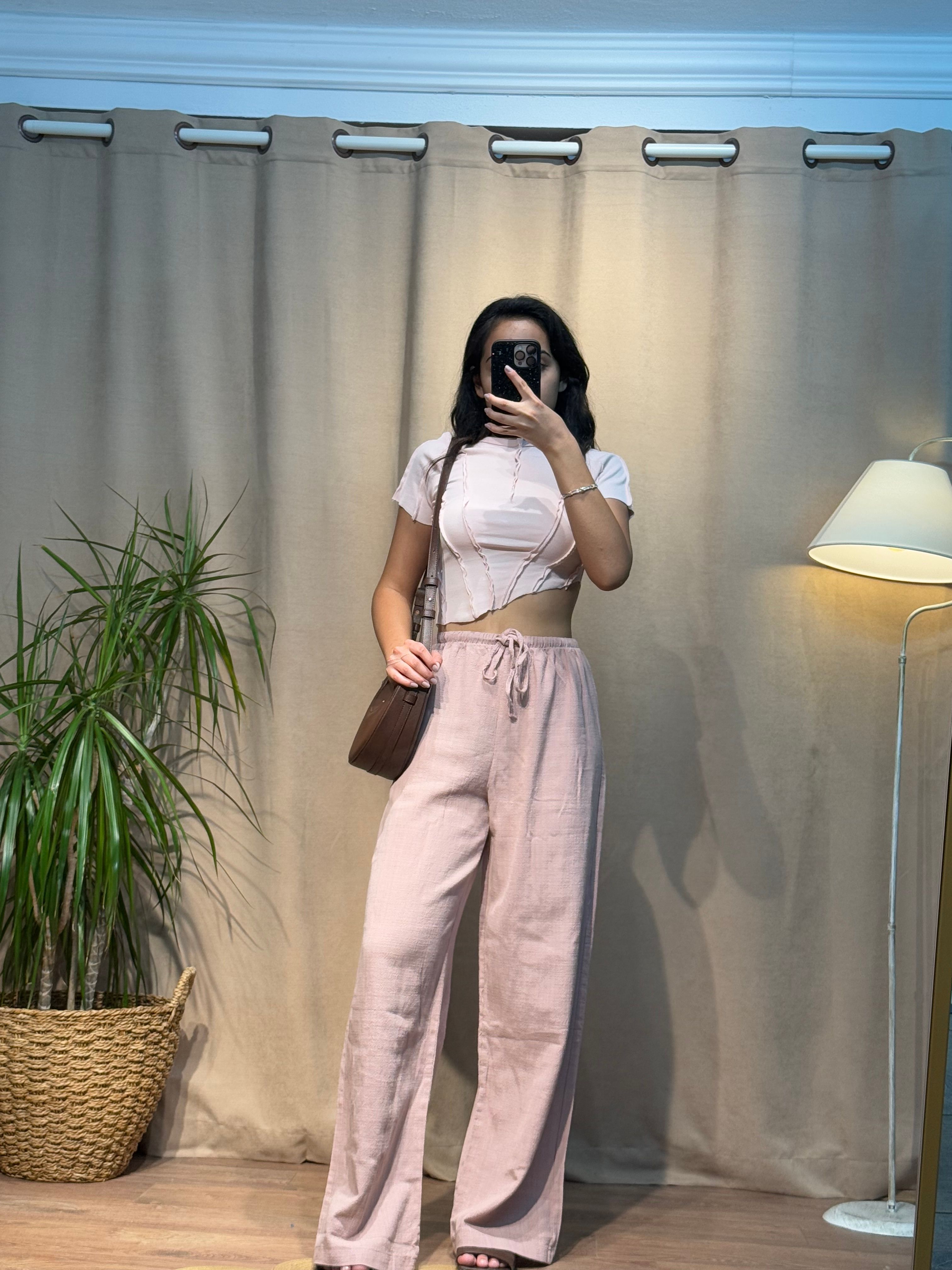 Asimetrik Crop Pembe