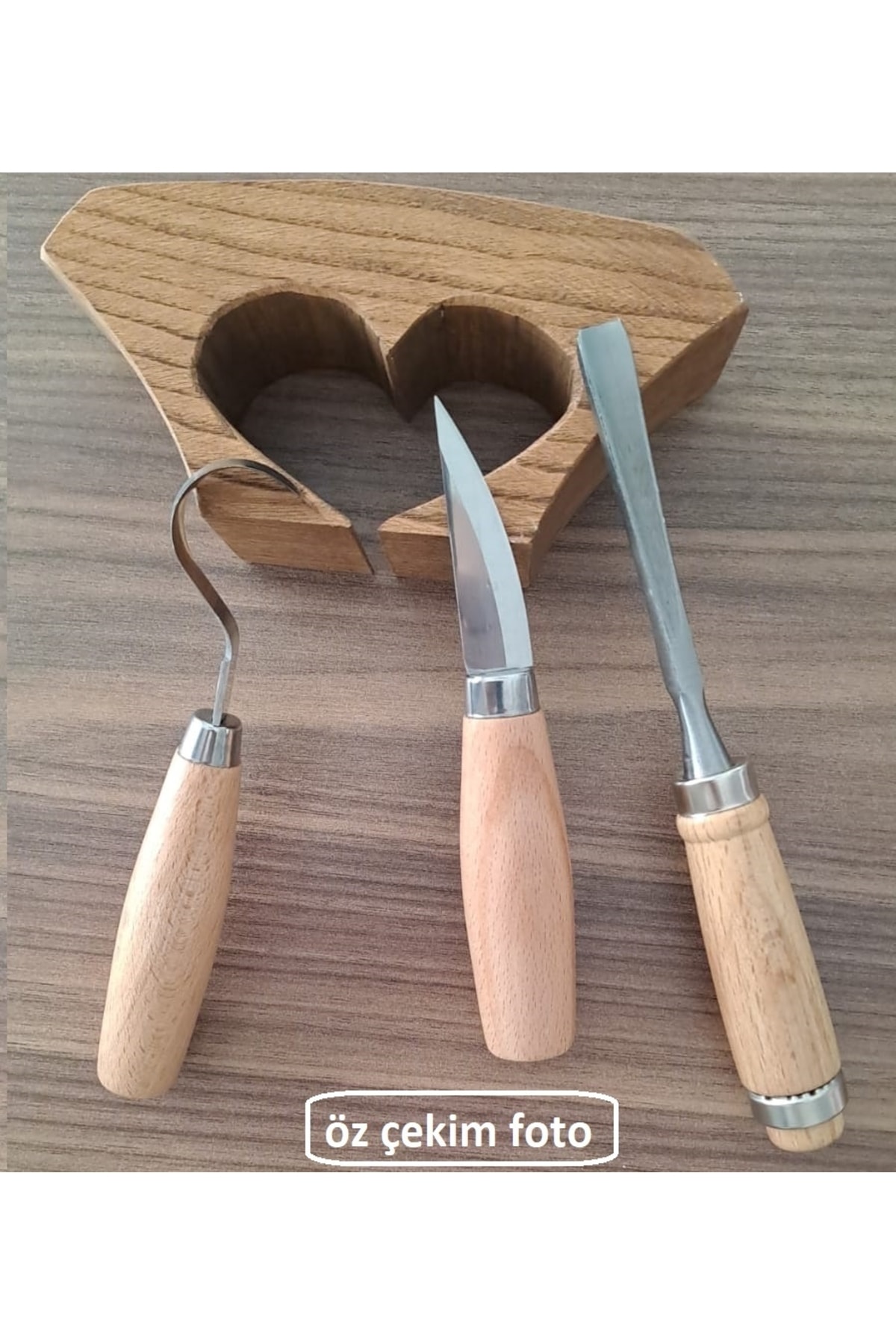 Ahşap Oyma Bıçak Alet Seti Kaşık Kuksa Oval Düz Oyma Yontma Bıçağı 3 Parçalı Set