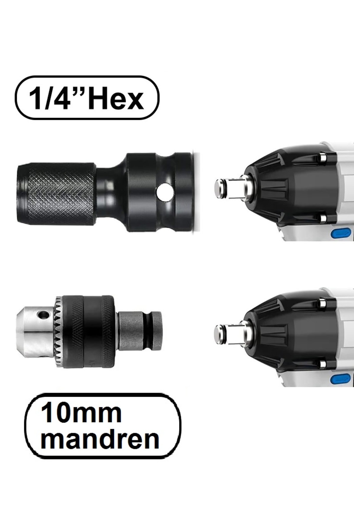 darbeli somun sökme makinesi için metal Mandren ve vidalama  bits Adaptör seti 1/2 hex dönüştücü
