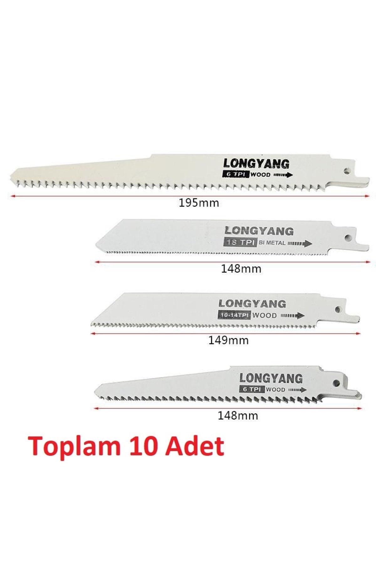 Tilki Kuyruğu Testeresi Seti 10 Parçalı Set Ahşap Metal Kemik Plastik Kesme Testere Ucu