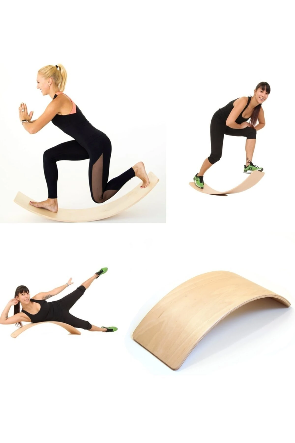 Denge Tahtası Balance Board Yoga Spor Egzersiz Fitnes Platformu 90x30cm Naturel Kontraplak