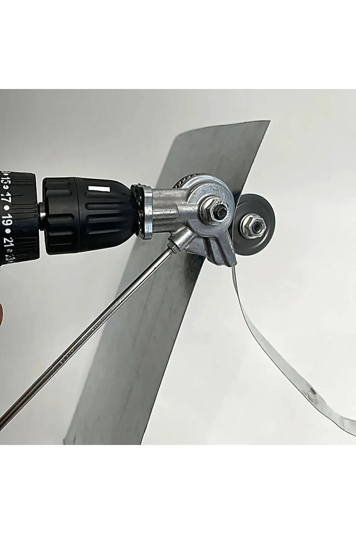 Elektrikli Matkap Saç Kesme Makası Çift Başlı Metal Plaka Levha Teneke Kesici Mekanizmalı Aparat