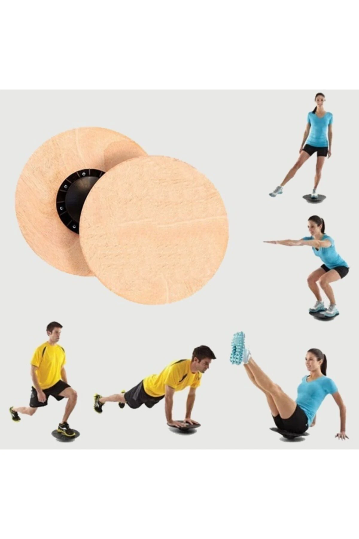 Oval Denge Tahtası Balance Board Yoga Spor Egzersiz Fitnes Platformu 48cm Yuvarlak Kontraplak