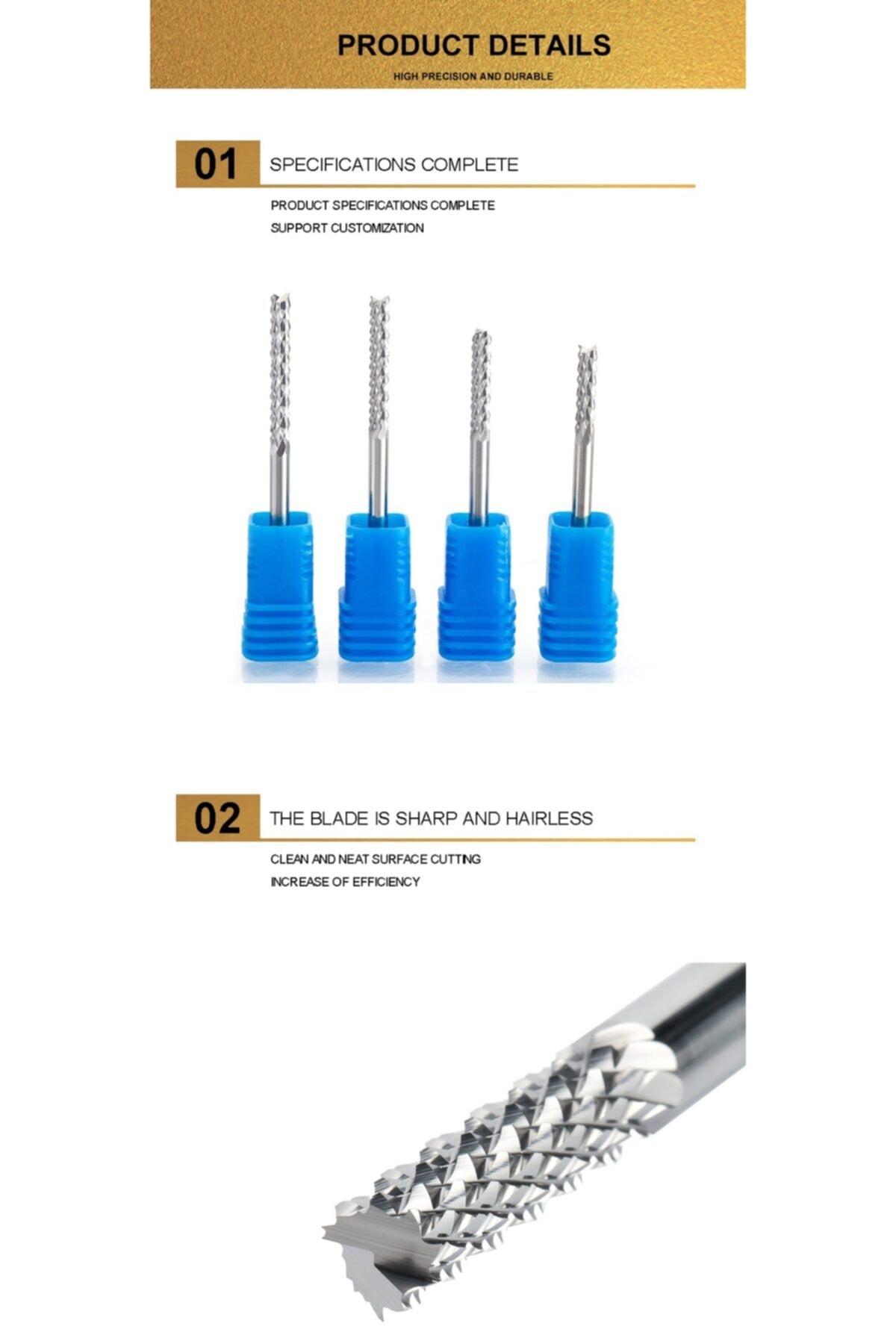 Carbide Yönlendirici Bit End Mill Freze Cnc Karbür Ucu Kesici Ahşap Ve Alüminyum 2.4mm